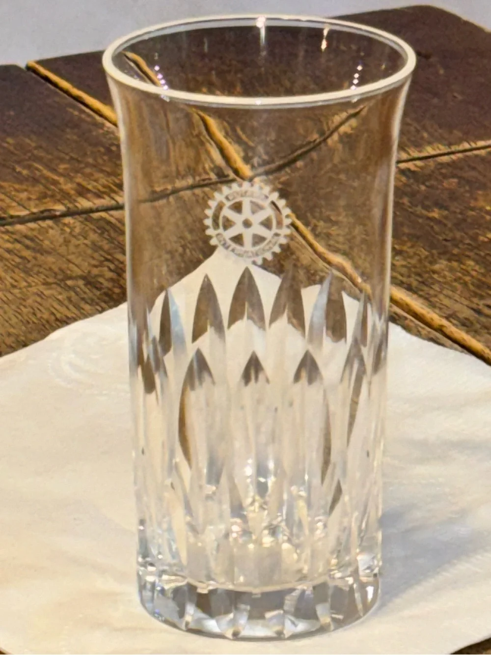 Rotary International Etched Crystal Glass Cut Crystal Tumbler 4